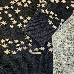 Michael Kors Black Beige Star Pullover Sweater Long Sleeve Crewneck